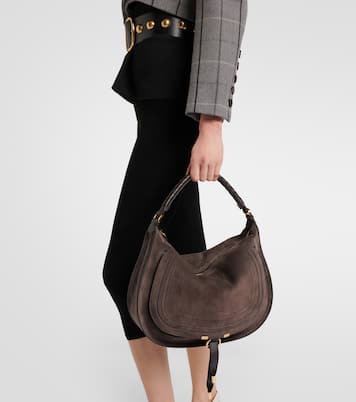 Marcie leather-trimmed suede shoulder bag | Chloé