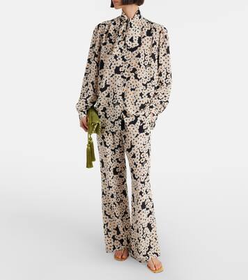 High-Rise Wide-Leg Hose aus Seide | Valentino