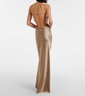 Robe longue en satin de soie | Saint Laurent