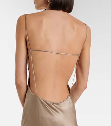 Robe longue en satin de soie | Saint Laurent