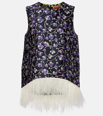 Top La Scala aus Jacquard mit Federn | La DoubleJ