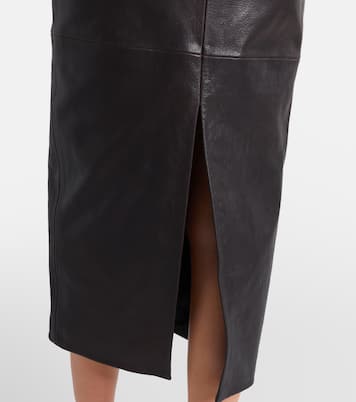 Midirock aus Leder mit Blumen-Applikation | Magda Butrym