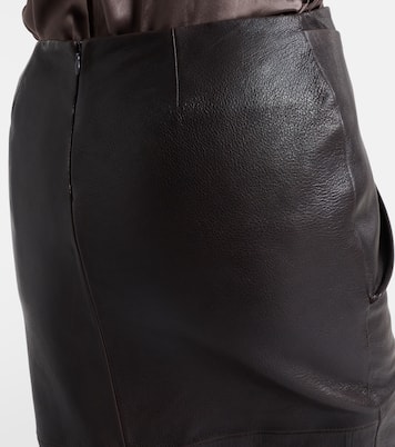 Midirock aus Leder mit Blumen-Applikation | Magda Butrym