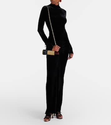 Lipstick Burgundy Glitter clutch | Judith Leiber Couture