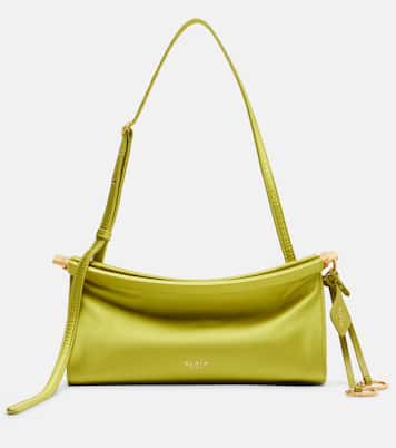 Le Click East West Small leather-trimmed satin shoulder bag | Alaïa