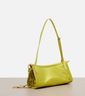 Le Click East West Small leather-trimmed satin shoulder bag | Alaïa