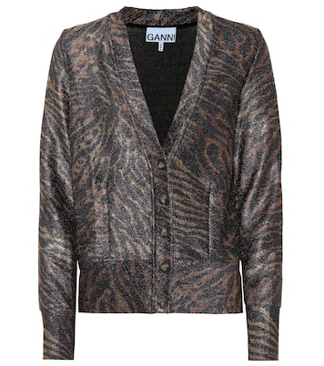 Cardigan imprimé et métallisé | Ganni