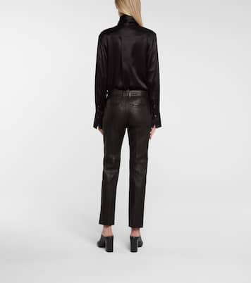 Pantalon Coleman raccourci en cuir | Joseph