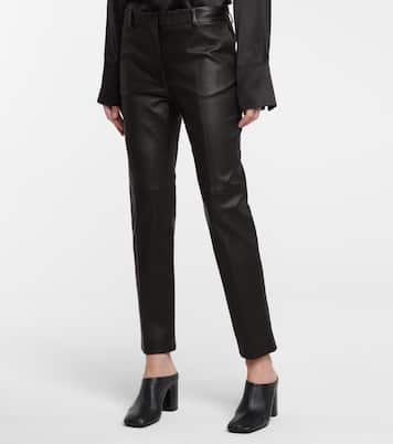 Pantalon Coleman raccourci en cuir | Joseph