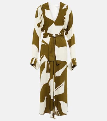 Abito midi a portafoglio con stampa | Victoria Beckham