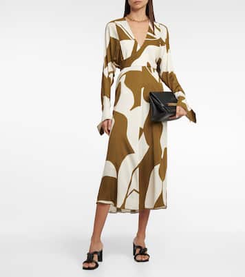 Abito midi a portafoglio con stampa | Victoria Beckham