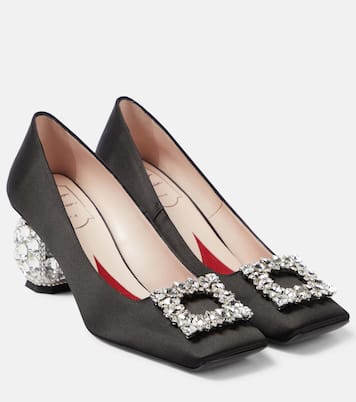 Crystal-embellished satin pumps | Roger Vivier
