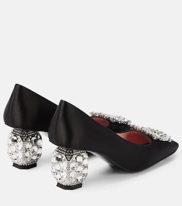 Crystal-embellished satin pumps | Roger Vivier