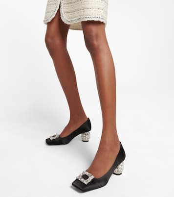 Crystal-embellished satin pumps | Roger Vivier