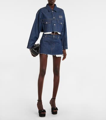 Sandali in raso con logo e platform | Miu Miu