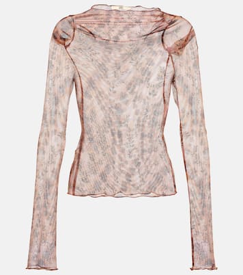Floral off-shoulder mesh top | KNWLS