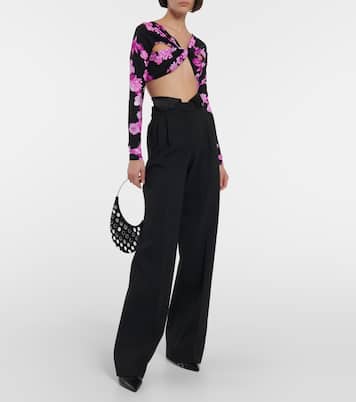 Floral cropped twisted jersey top | Coperni