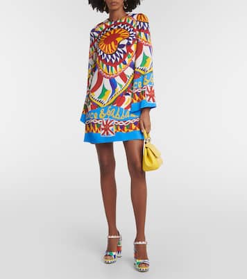 Vestido corto Carretto en mezcla de seda | Dolce&Gabbana