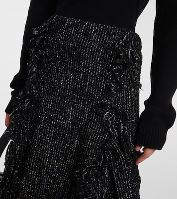 Falda midi flared de tweed con flecos | Sacai