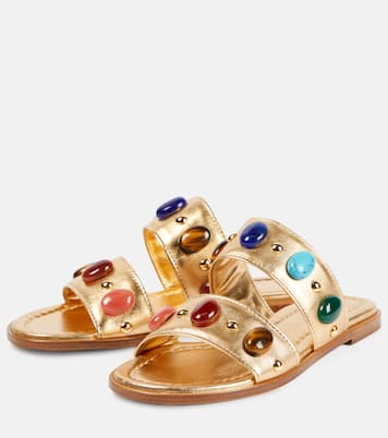 Sandalias Shanti de piel metalizada adornadas | Gianvito Rossi