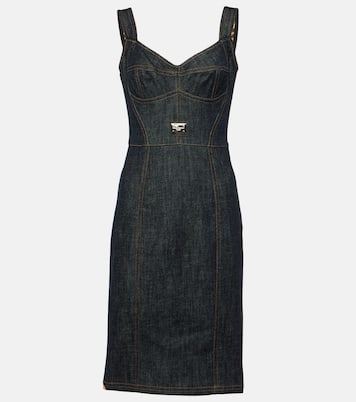 Robe midi brodée en jean à logo | Dolce&Gabbana