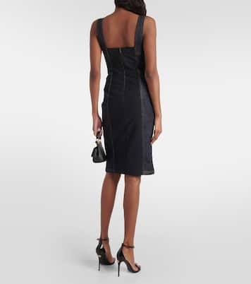 Robe midi brodée en jean à logo | Dolce&Gabbana
