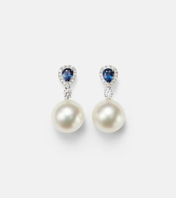Boucles d'oreilles Romance en or blanc 18 ct, saphirs, diamants et perles | Bucherer Fine Jewellery