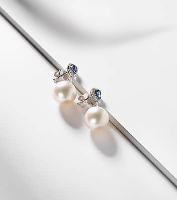 Boucles d'oreilles Romance en or blanc 18 ct, saphirs, diamants et perles | Bucherer Fine Jewellery