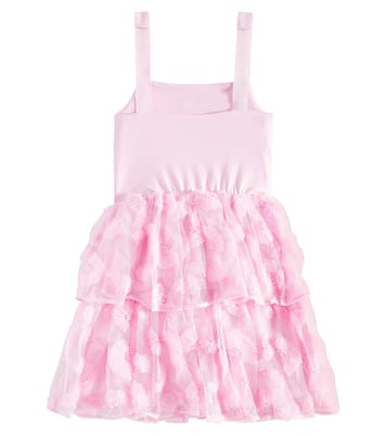 Abito in jersey e tulle con balze | Self-Portrait Kids