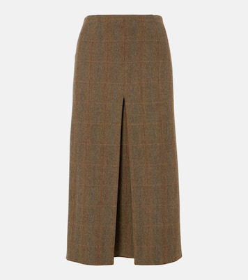 Gonna midi in lana e cashmere a quadri | Loro Piana