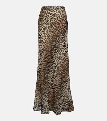 Leopard-print chiffon maxi skirt | Ganni