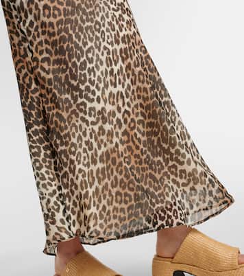 Leopard-print chiffon maxi skirt | Ganni