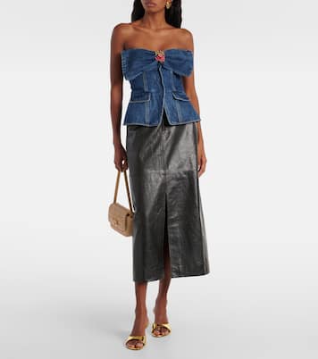 Top de denim adornado | Self-Portrait