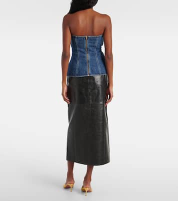 Top de denim adornado | Self-Portrait