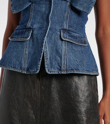 Top de denim adornado | Self-Portrait