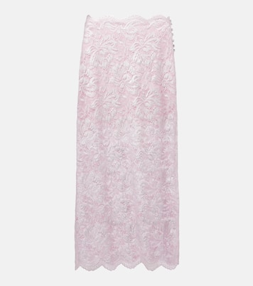 Jupe midi en dentelle à fleurs | Rabanne