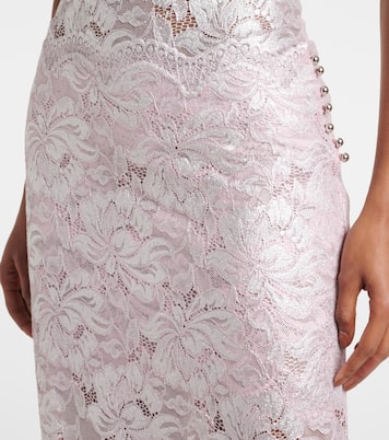 Jupe midi en dentelle à fleurs | Rabanne
