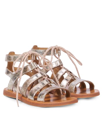 Plagette Guily metallic leather sandals | Pom d'Api