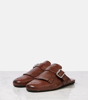 Mules Shuffle in pelle con frange | Prada