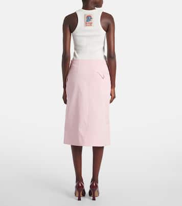 Falda midi de sarga de algodón | Bottega Veneta