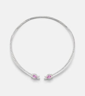 Choker Reign Supreme in oro bianco 18kt con zaffiri e diamanti | Yeprem