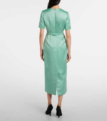 Floral belted duchesse satin midi dress | Erdem