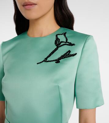 Floral belted duchesse satin midi dress | Erdem