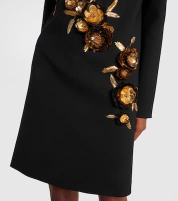 Embellished wool-blend shift dress | Carolina Herrera