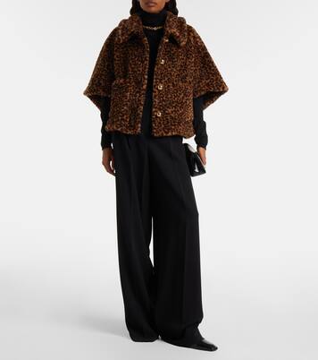 Cape en alpaga, laine et soie à motif léopard | Max Mara