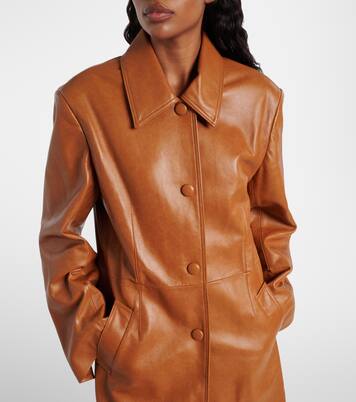 Shearling-trimmed leather trench coat | Jacques Wei