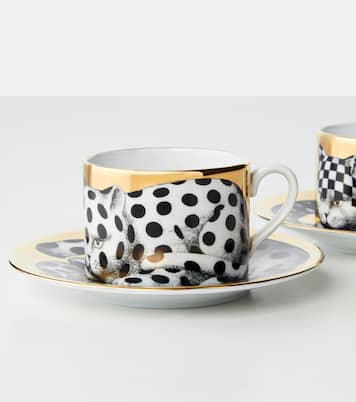 طقم من فنجان شاي من البورسلين High Fidelity عدد 2 | Fornasetti