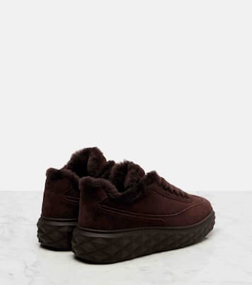 Diamond Maxi shearling-trimmed suede sneakers | Jimmy Choo