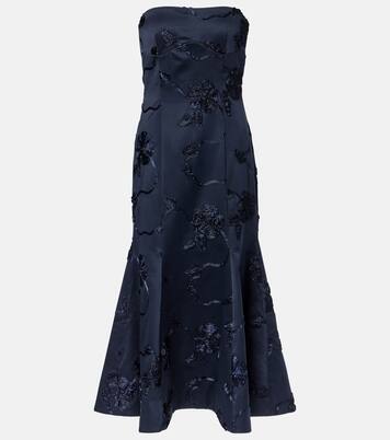 Floral embroidered strapless midi dress | Rotate