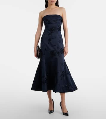Floral embroidered strapless midi dress | Rotate